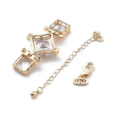 Brass & Cubic Zirconia & Glass Watch Band Clasps LS-KK-G523-03G-01-1