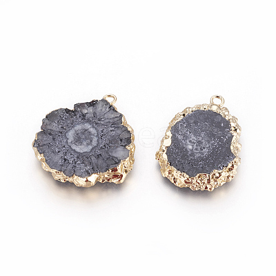 Natural Dyed Quartz Pendants G-P399-B03-1