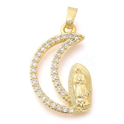 Brass Micro Pave Cubic Zirconia Pendants KK-S049-20G-01-1
