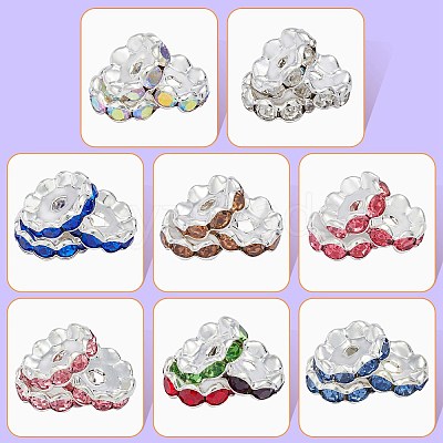 120Pcs Brass Rhinestone Spacer Beads RB-SZ0001-07A-1