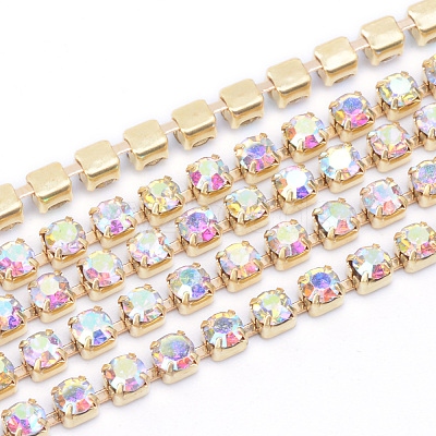 Brass Rhinestone Strass Chains CHC-T003-SS12-02C-1