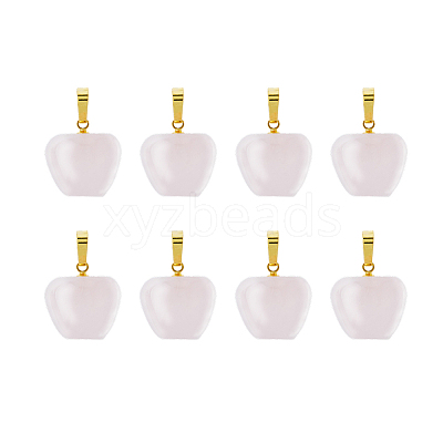 8Pcs Natural Rose Quartz Teacher Apple Charms G-FI0001-26-1