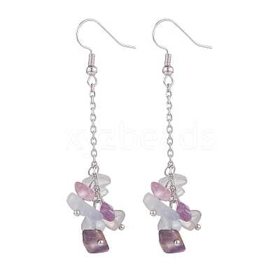 Natural Fluorite Chips Beaded Jewelry Set SJEW-JS01231-02-1