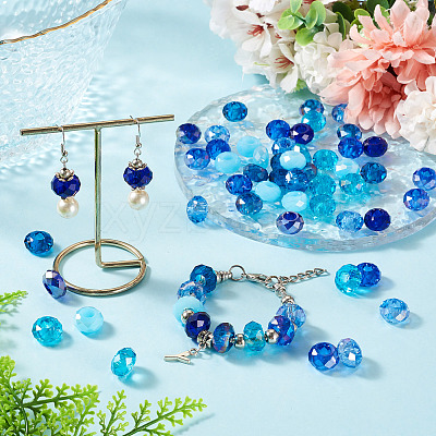 60Pcs 12 Colors Blue Color Theme Glass European Beads GPDL-TA0001-10-1