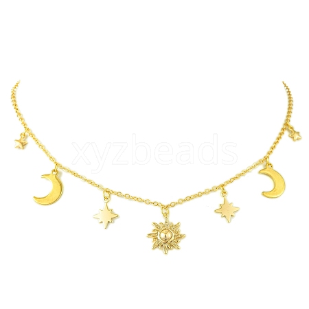 Moon & Star & Sun Brass Pendant Necklaces NJEW-TA00164-1