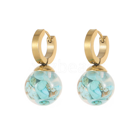 Stainless Steel with Natural Turquoise Earrings for Women GK9952-2-1