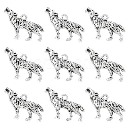 Tibetan Style Alloy Howling Wolf Pendants LF1753Y-NF-1