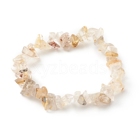 Chip Natural Rutilated Quartz Stretch Beaded Bracelets for Kids BJEW-JB06305-02-1