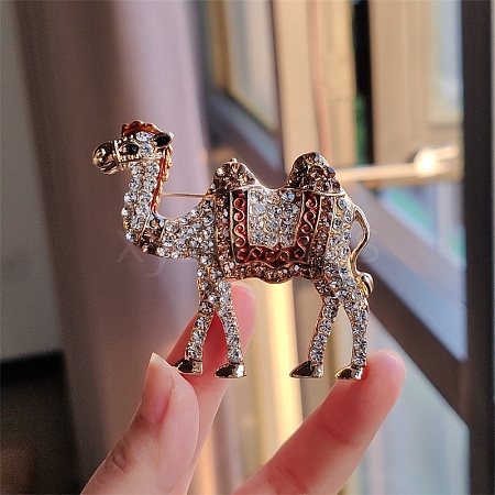 Camel Alloy with Rhinestone Brooch for Backpack Clothes PW-WGB6D4F-02-1