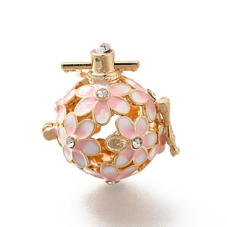 Alloy Crystal Rhinestone Bead Cage Pendants ENAM-M047-02G-B-1