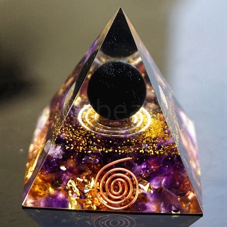 Resin Orgonite Pyramids with Ball PW-WG29079-01-1