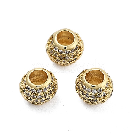 Brass Micro Pave Cubic Zirconia Europe Beads KK-Q006-44G-1