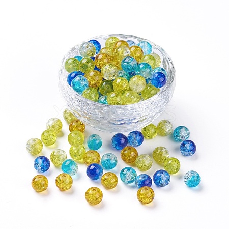 5 Colors Spray Painted & Baking Painted Crackle Glass Beads CCG-X0010-04-8mm-1