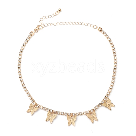 Alloy Rhinestone Cup Chain Necklaces NJEW-H217-01LG-1