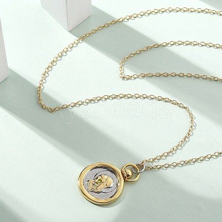 Brass Twelve Constellations Tarot Pendant Necklaces NJEW-Q006-01H-G-1