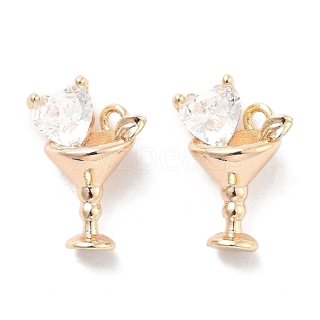 Brass Glass Charms KK-M102-32G-1