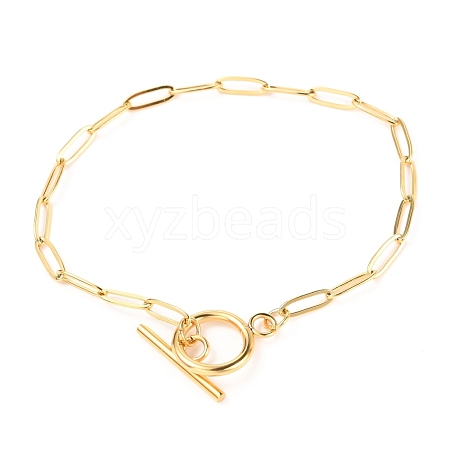 Unisex PVD Vacuum Plating 304 Stainless Steel Paperclip Chain Bracelets BJEW-H541-04A-G-1