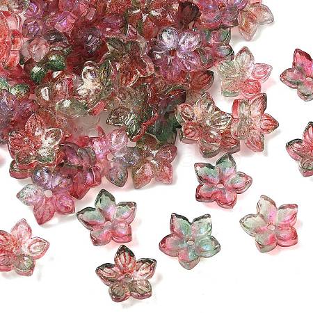 Two Tone Transparent Glass Bead Cap GLAA-H041-01B-1