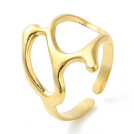 304 Stainless Steel Twist Hollow Open Cuff Ring for Women RJEW-I098-32G-1