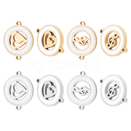 Unicraftale 8Pcs 2 Styles 304 Stainless Steel Links Connectors with White Enamel STAS-UN0023-56-1