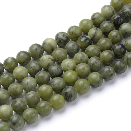 Natural Xinyi Jade/Chinese Southern Jade Beads Strands G-T055-6mm-15-1