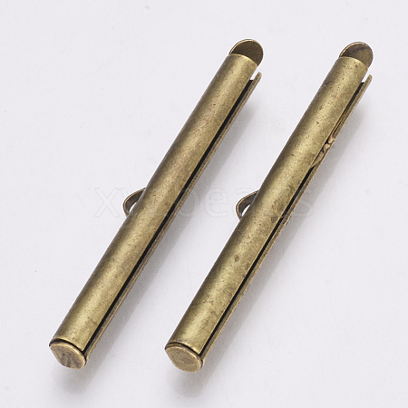 Brass Slide On End Clasp Tubes X-KK-Q747-11I-AB-1