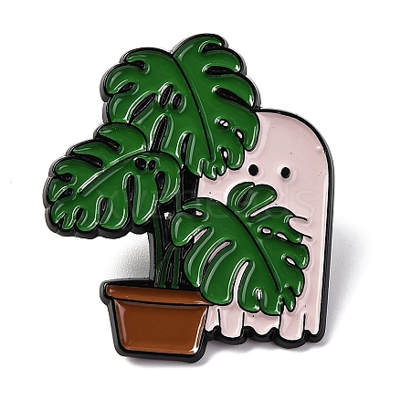 Green Plant Pot Enamel Pins JEWB-C035-01B-EB-1