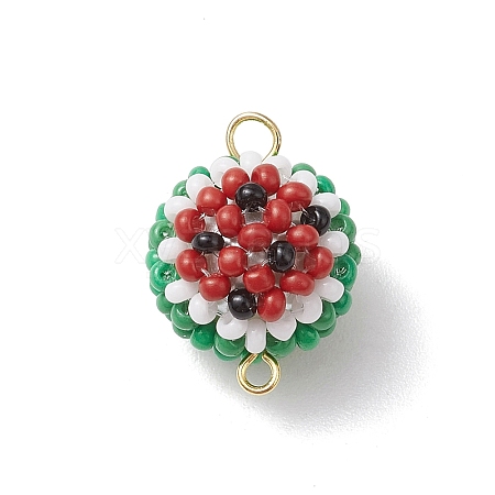 Glass Sead Beaded 3D Watermelon Connector Charms PALLOY-MZ00566-1