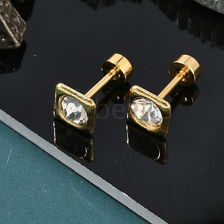 Square Crystal Rhinestone Ear Fake Plugs EJEW-H105-21G-A-1