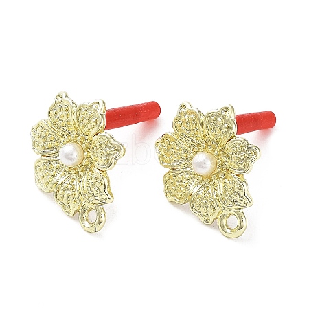 Rack Plating Alloy Flower Stud Earrings Finding EJEW-B030-07G-1