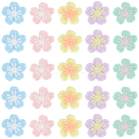 50Pcs 5 Colors Polyester Applqiues PATC-CY0001-59-1