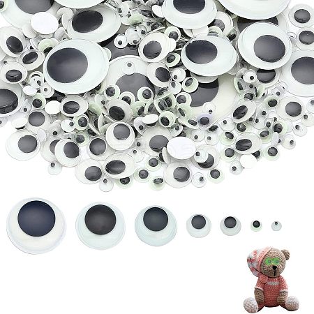 CHGCRAFT 300Pcs 7 Style Luminous Plastic & Resin Wiggle Googly Eyes Cabochons DIY-CA0004-96-1