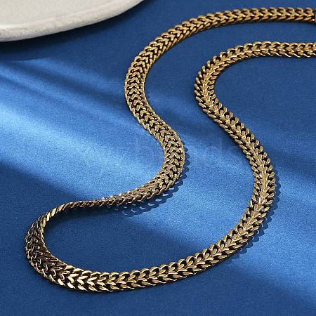 Ion Plating(IP) 304 Stainless Steel Wheat Chain Necklaces for Women NJEW-U019-01G-1