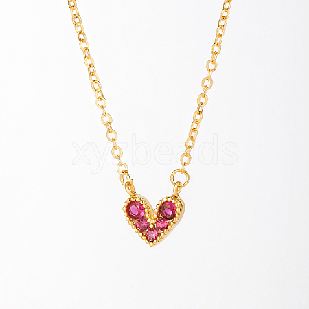 Golden Brass Heart Pendant Necklace for Women WZ0134-3-1-1