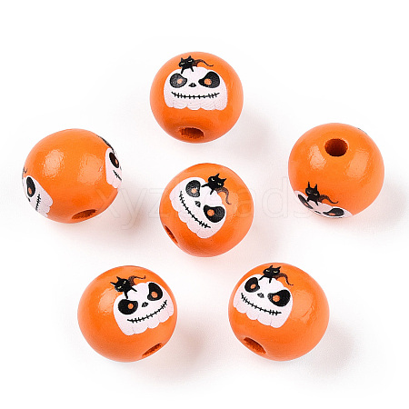 Halloween Theme Wood European Beads WOOD-N016-04B-1