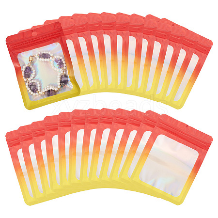 40Pcs Rectangle Glitter Holographic Plastic Resealable Packaging Bags ABAG-TA0001-97B-02-1