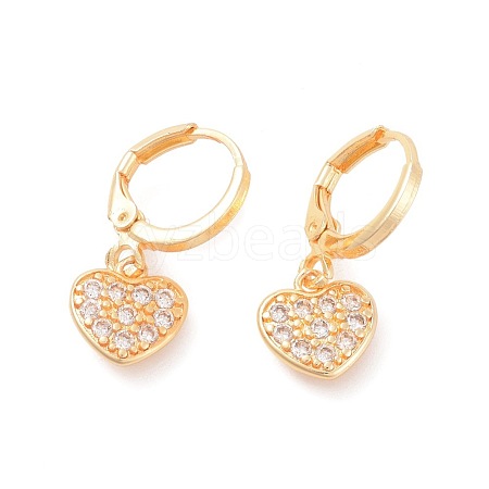 Brass Micro Pave Cubic Zirconia Dangle Hoop Earrings  EJEW-F233-04G-1