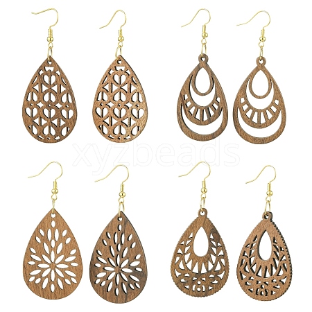 8 Pairs 4 Style 304 Stainless Steel Dangle Earrings EJEW-YW00002-1