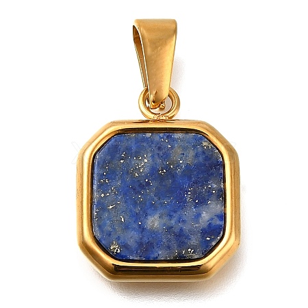 304 Stainless Steel Pave Natural Lapis Lazuli Pendants X-STAS-Z113-01G-01-1