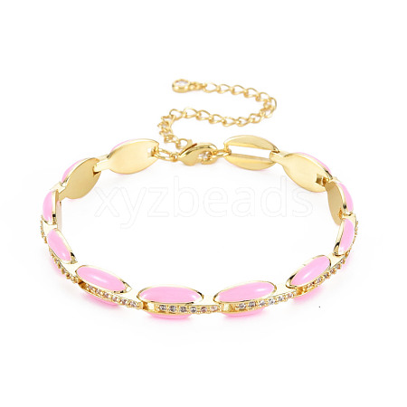Brass Micro Pave Cubic Zirconia Link Chain Bracelet for Women BJEW-T020-05G-07-1