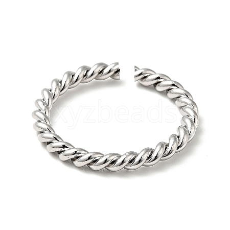 201 Stainless Steel Twist Rope Shape Open Cuff Ring for Women RJEW-G266-40P-1