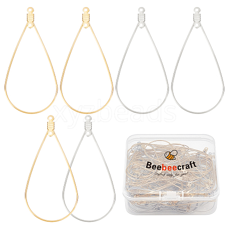 Beebeecraft 100Pcs 2 Color 304 Stainless Steel Wire Pendants STAS-BBC0001-05-1