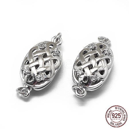 Anti-Tarnish Rhodium Plated 925 Sterling Silver Box Clasps STER-L057-009P-1