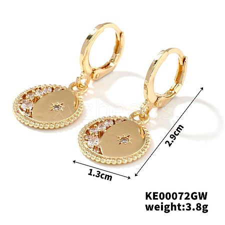 Elegant Japanese Style Copper & Zircon & Diamond Hoop Earrings HY8842-4-1