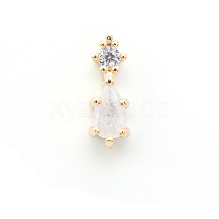 Chinese lute Shape Brass Micro Pave Clear Cubic Zirconia Nail Gems Set MRMJ-T015-40G-01-1