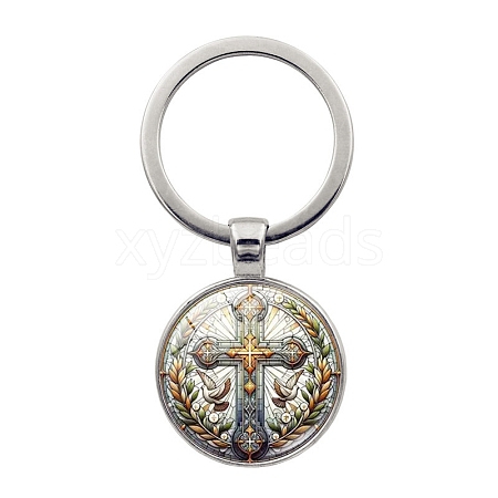 Alloy with Glass Pendant Keychain PW-WGD84D8-05-1