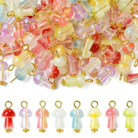 80Pcs 8 Colors Glass Pendants PALLOY-CJ00150-1