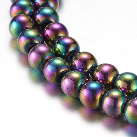 Electroplate Magnetic Synthetic Hematite Bead Strands G-A165A-6mm-01-1