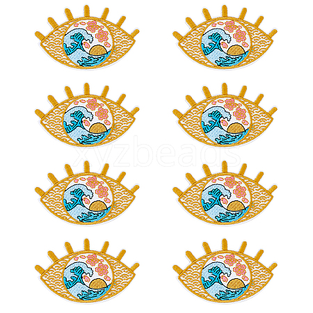 Eye & Ocean Pattern Computerized Embroidery Cloth Iron on Patches PATC-WH0002-023-1