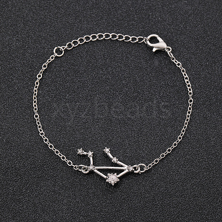 12 Constellations Alloy Rhinestone Link Bracelets WG43B2B-15-1